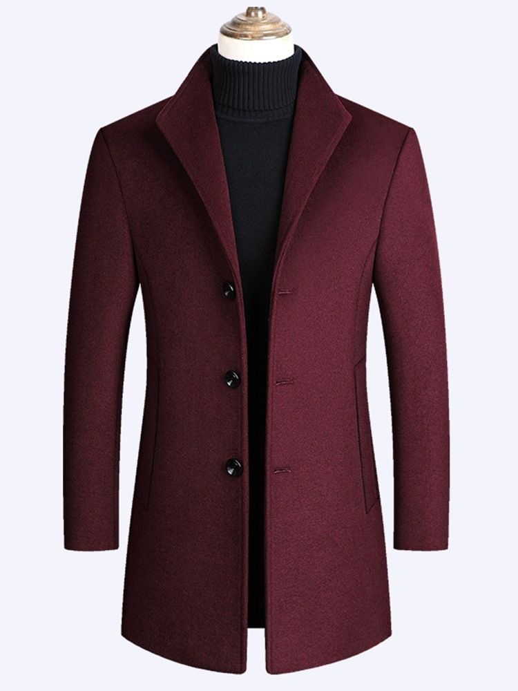 Lapel Vanlig Mellomlang England Single-Breasted Coat