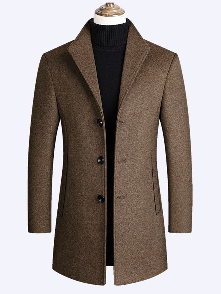 Lapel Vanlig Mellomlang England Single-Breasted Coat