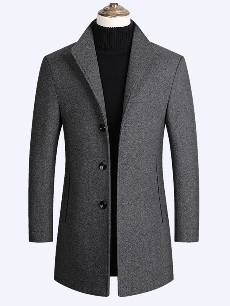 Lapel Vanlig Mellomlang England Single-Breasted Coat