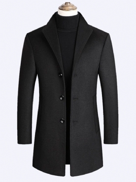 Lapel Vanlig Mellomlang England Single-Breasted Coat