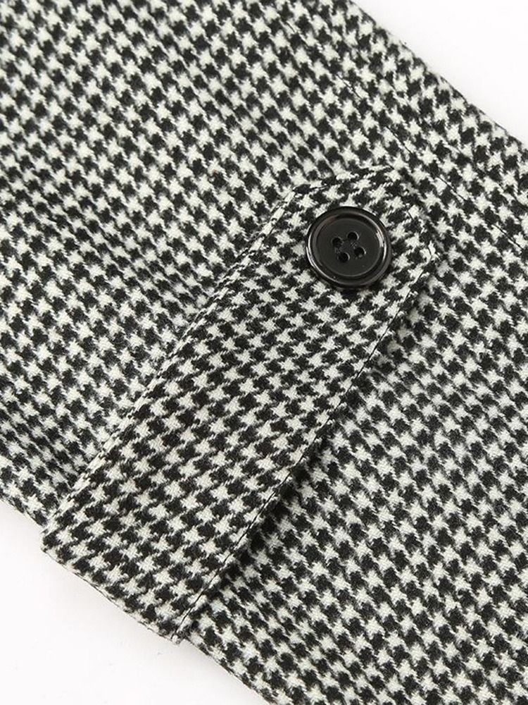 Middels Lang Jakkeslag Houndstooth European Slim frakk