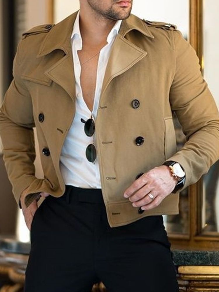 Standard Lapel Plain Slim Fall Trench Coat