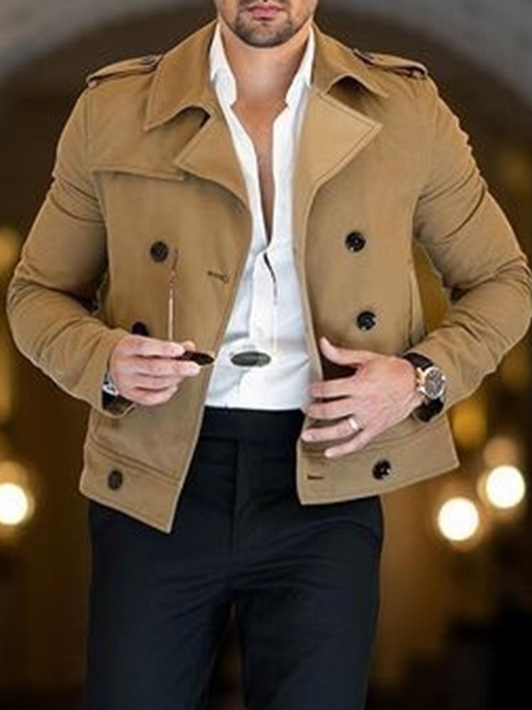 Standard Lapel Plain Slim Fall Trench Coat