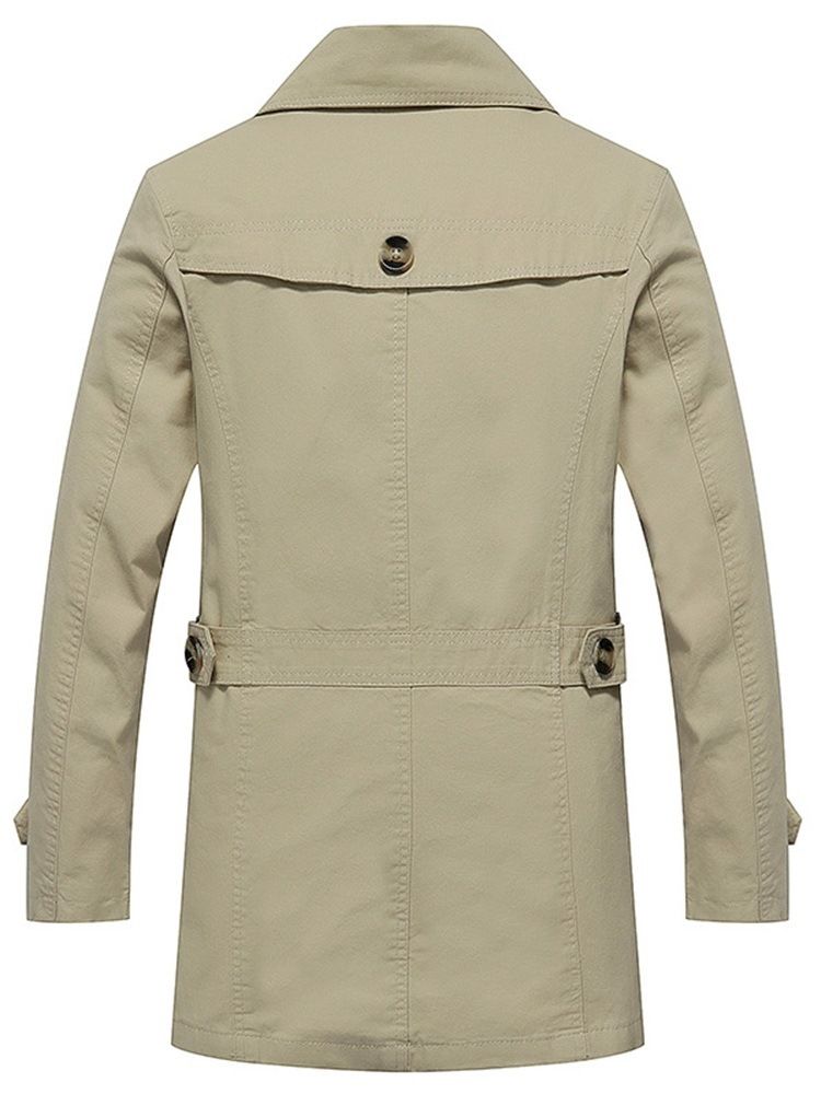 Uformell Trenchcoat For Menn Slank Mellomlang Knapp Med Knapp