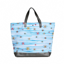 Bohemian Canvas Floral Square Tote Bags