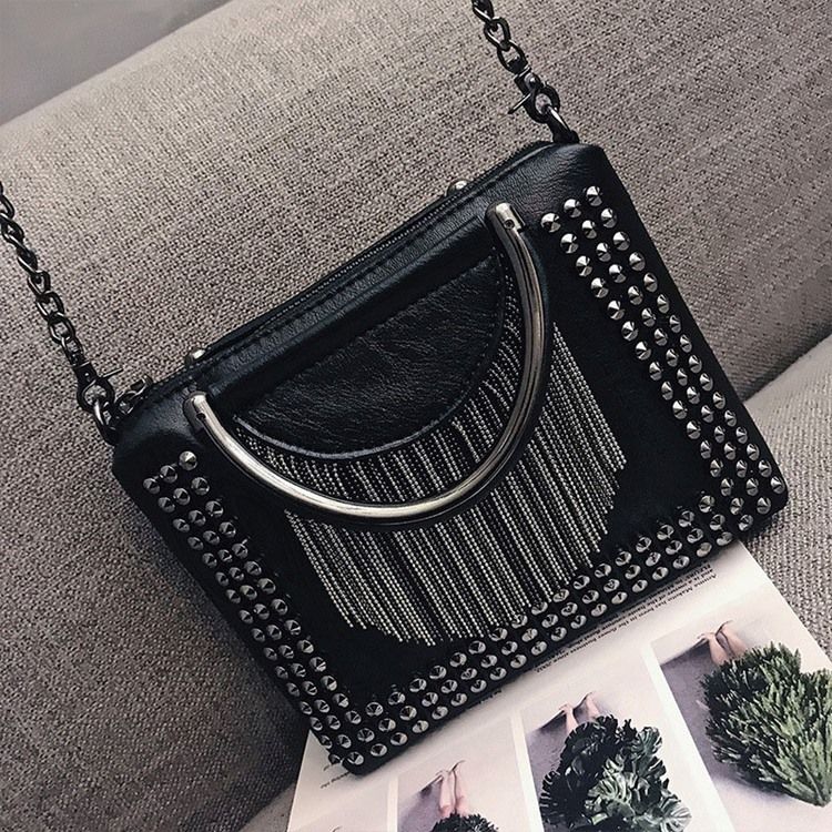 Rivet Pu Vanlige Rektangulære Crossbody-Vesker