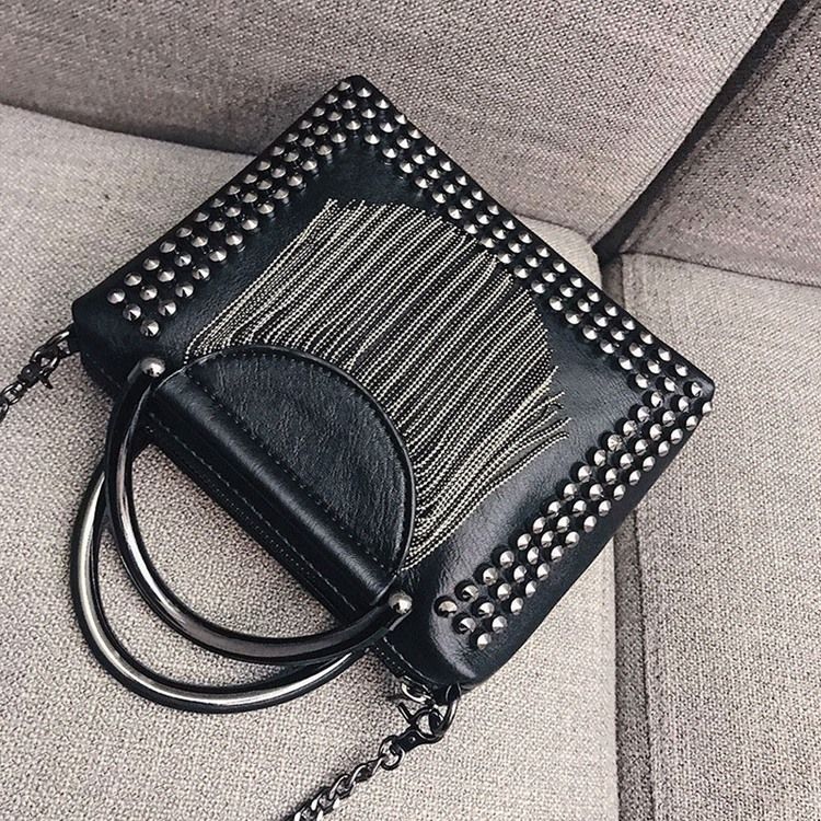 Rivet Pu Vanlige Rektangulære Crossbody-Vesker