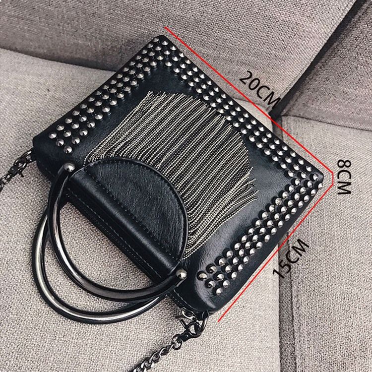 Rivet Pu Vanlige Rektangulære Crossbody-Vesker