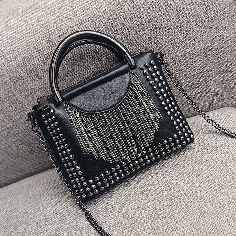 Rivet Pu Vanlige Rektangulære Crossbody-Vesker