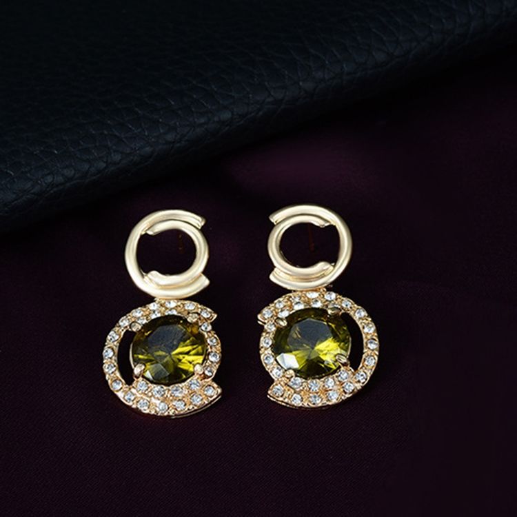 Luksus Square Olivine Gems Smykkesett