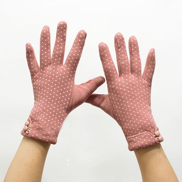 Hold Warm Dot Cotton Lady Gloves