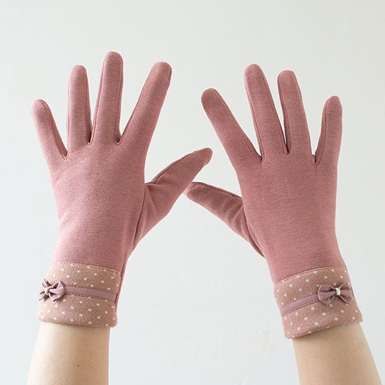 Hold Warm Dot Cotton Lady Gloves