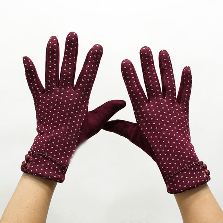 Hold Warm Dot Cotton Lady Gloves