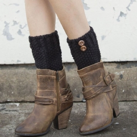 Pure Color Knit Boots Mansjetter Sokker