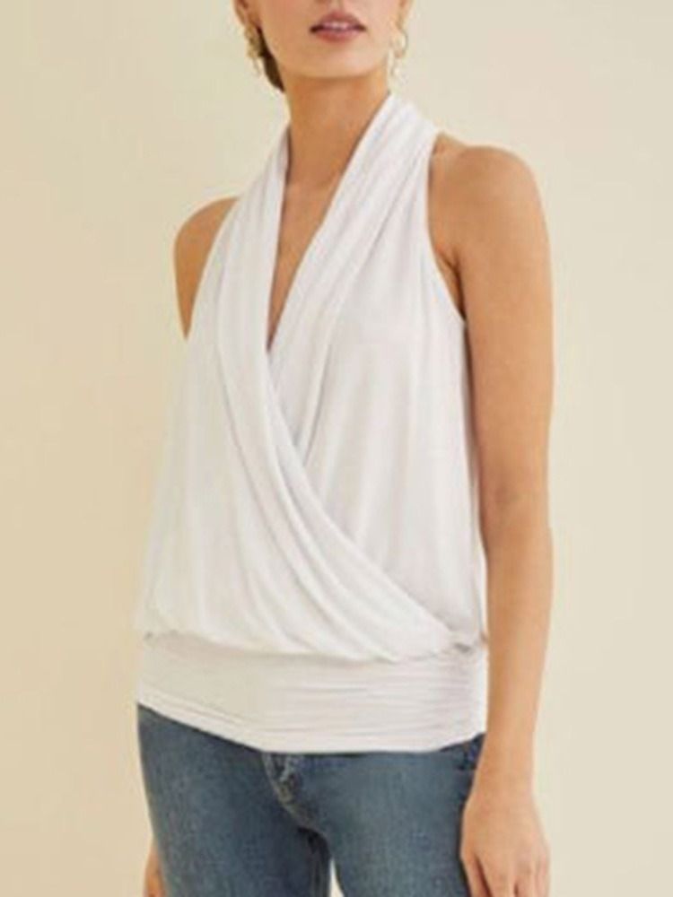 Halter Polyester Standard Slim Tank Top