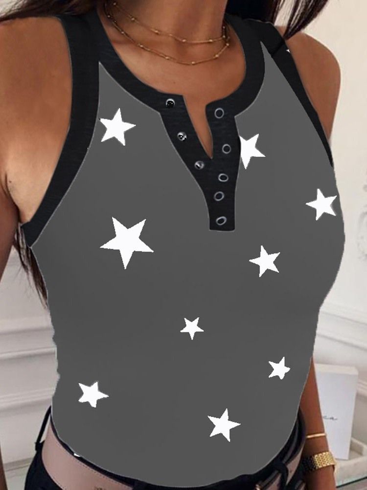 Polyester Print Summer Standard Tank Top