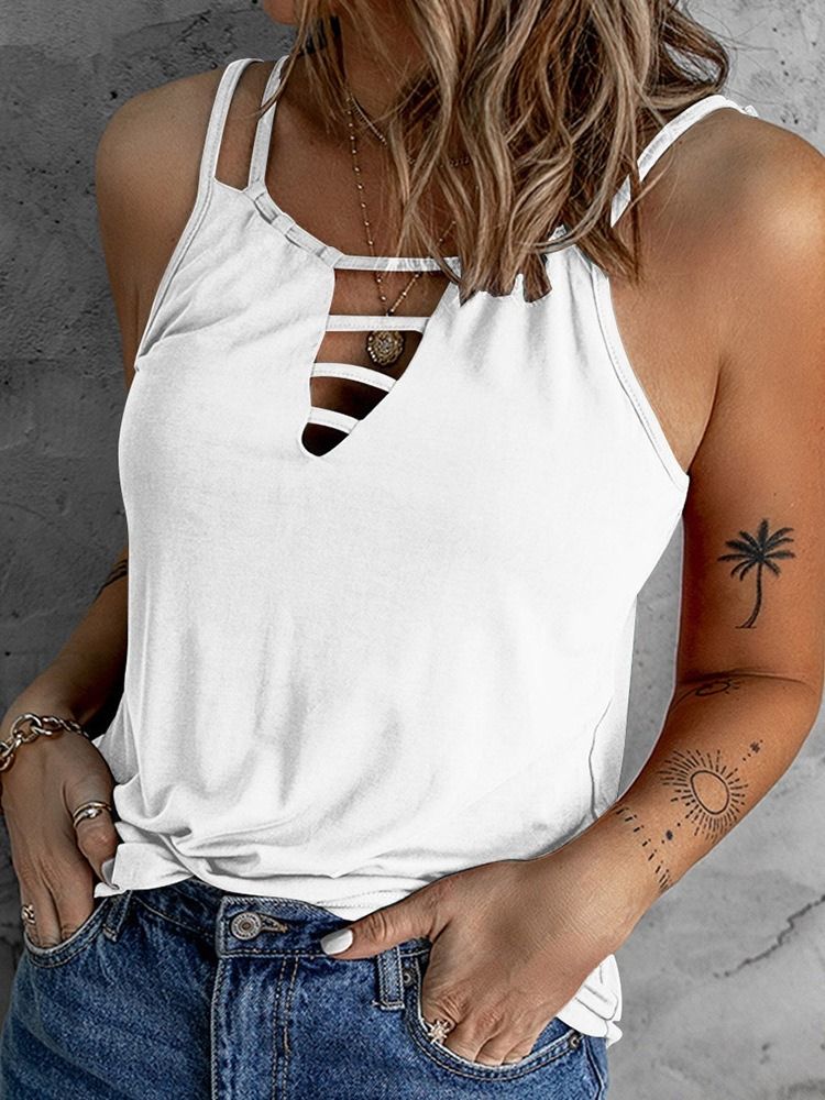 Spaghetti Straps Hollow Summer Standard Tank Top