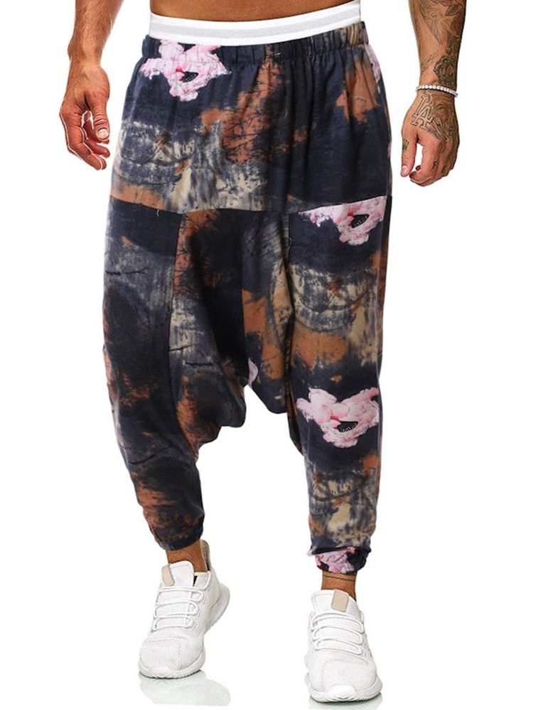 Baggy Bukser Print Floral Mid Waist Menns Uformelle Bukser