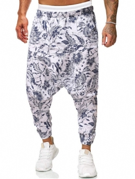 Baggy Bukser Print Floral Mid Waist Menns Uformelle Bukser