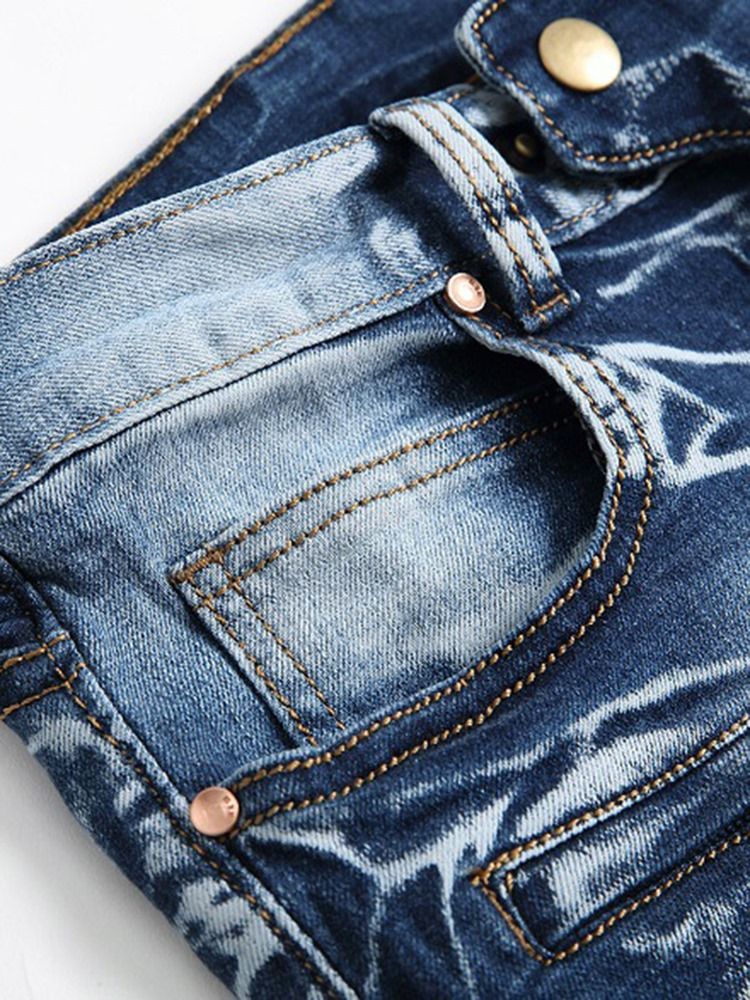 Glidelås Slitt Denim Casual Slim Menns Bukser