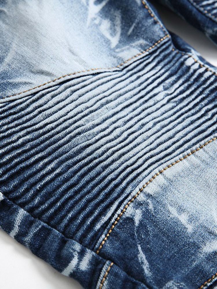 Glidelås Slitt Denim Casual Slim Menns Bukser