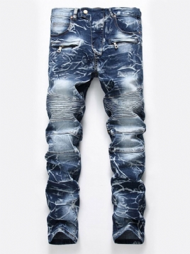 Glidelås Slitt Denim Casual Slim Menns Bukser