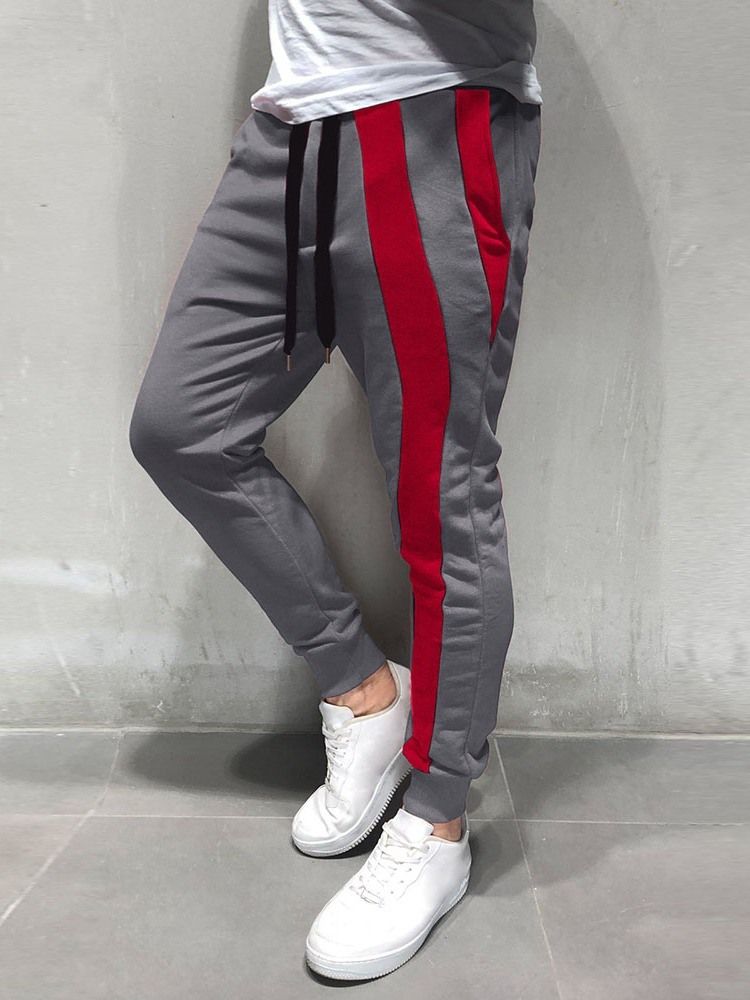 Lace-Up Color Block Sport Mid Waist Menns Fritidsbukser