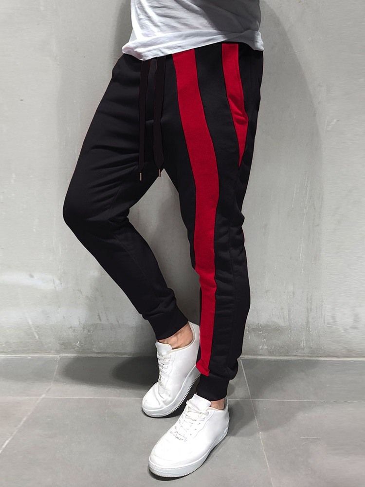 Lace-Up Color Block Sport Mid Waist Menns Fritidsbukser