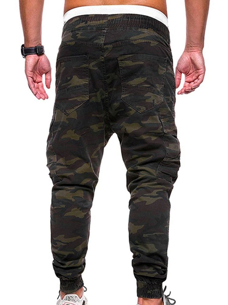 Lastebukser Print Camouflage Straight Mid Waist Herre Casual Bukser