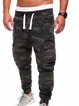 Lastebukser Print Camouflage Straight Mid Waist Herre Casual Bukser