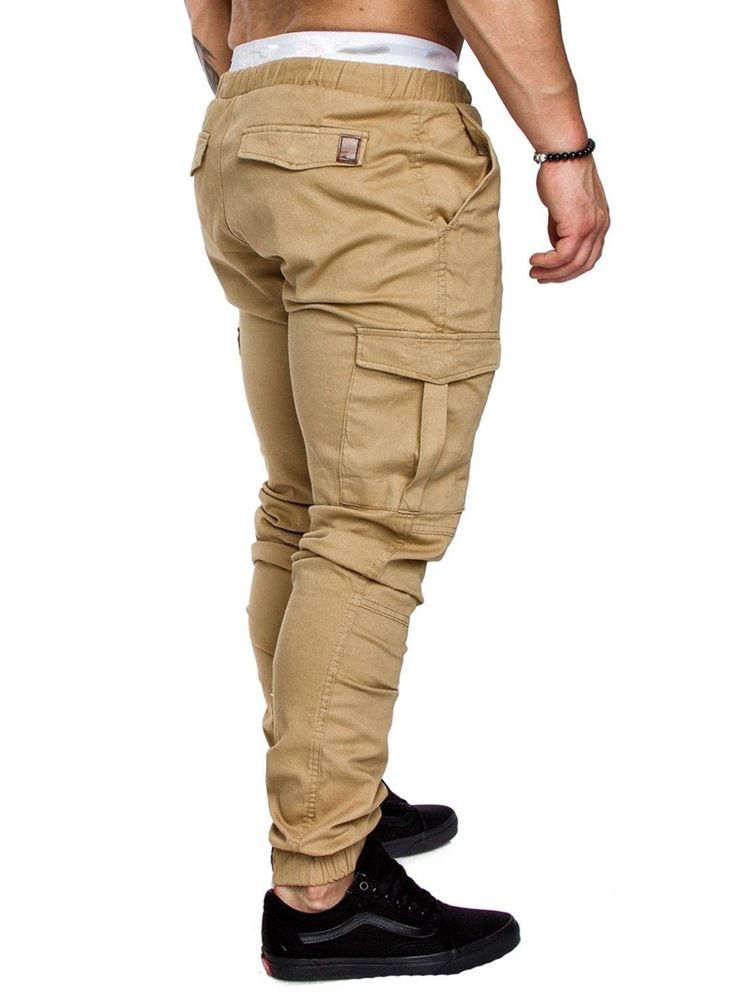 Lastebukser Vanlige Khaki Lace Up Pocket Menns Fritidsbukser