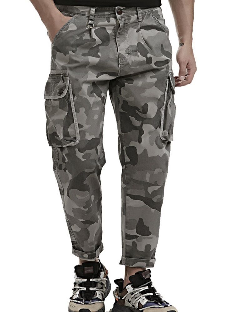 Print Camouflage Casual Glidelås Casual Bukser