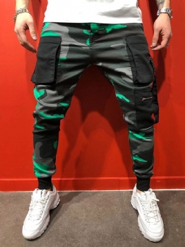 Skriv Ut Pencil Bukser Camouflage Fire årstider Mid Waist Casual Bukser