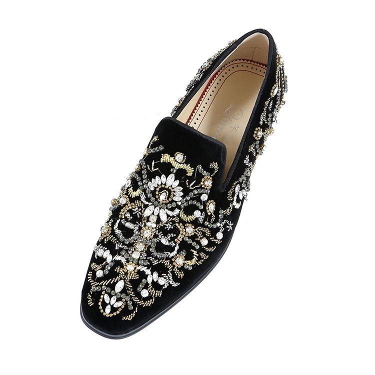 Rhinestone Rund Toe Slip-On Menns Fritidssko