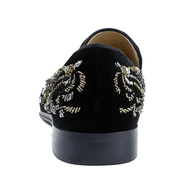 Rhinestone Rund Toe Slip-On Menns Fritidssko