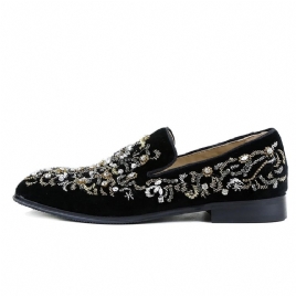 Rhinestone Rund Toe Slip-On Menns Fritidssko