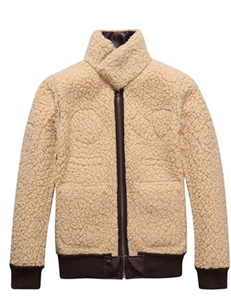 Faux Shearling Thicken Warm Small Size Pu-Frakk For Menn