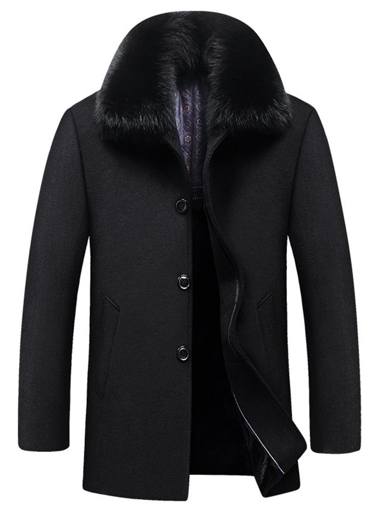 Lapel Mellomlengde Vanlig Slim Enkel Breasted Coat