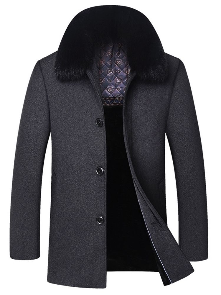 Lapel Mellomlengde Vanlig Slim Enkel Breasted Coat