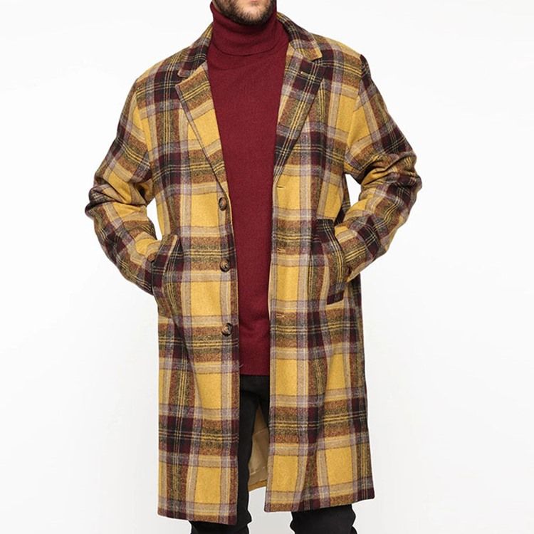 Lapel Mid-Length Rutete Rett Single-Breasted Coat