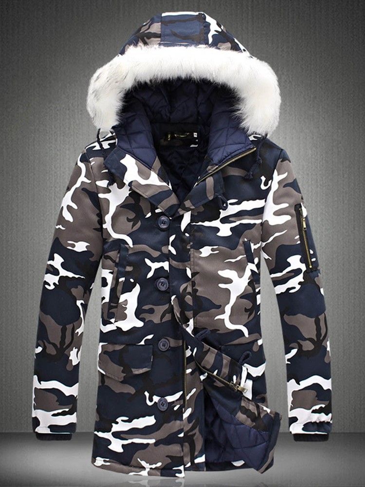 Zip Camouflage Thicken Warm Vinterfrakk For Menn