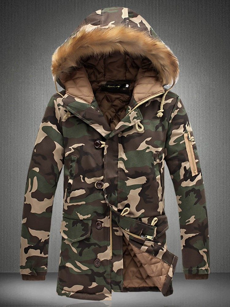 Zip Camouflage Thicken Warm Vinterfrakk For Menn