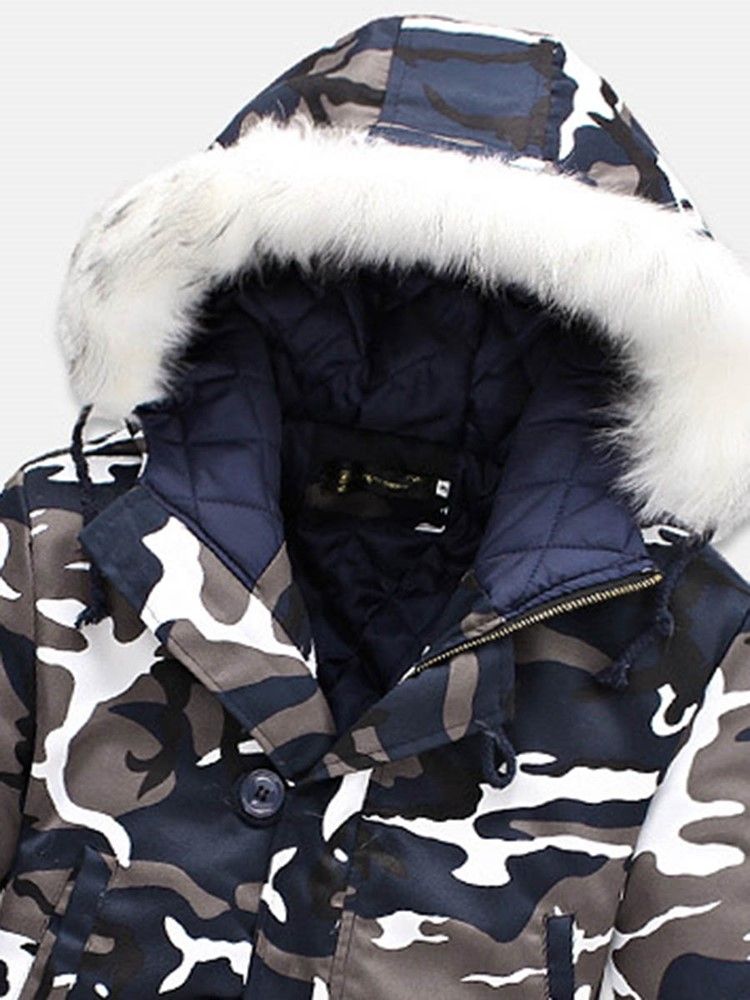 Zip Camouflage Thicken Warm Vinterfrakk For Menn