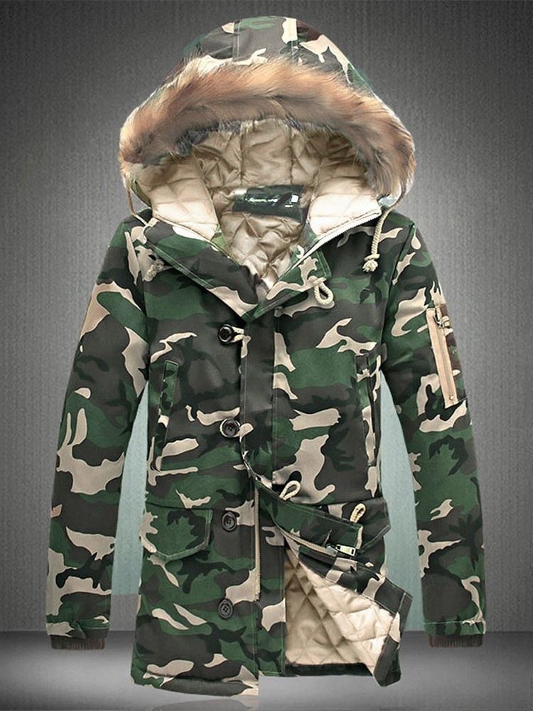 Zip Camouflage Thicken Warm Vinterfrakk For Menn