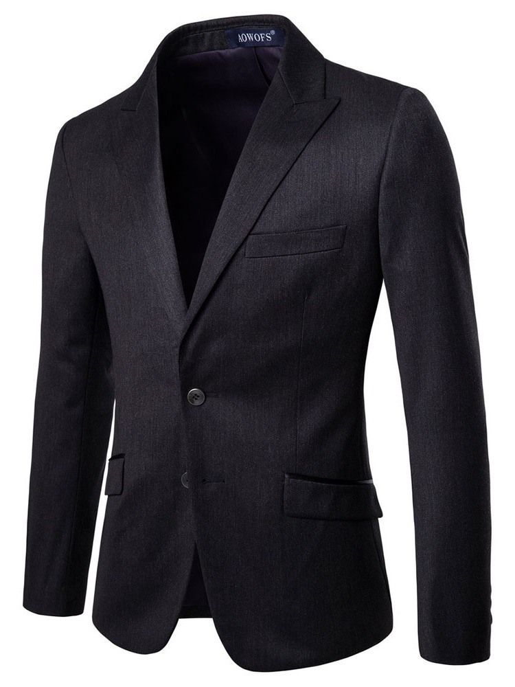 Ensfarget Single-Breasted Blazer Menns 2-Deler Kjole Dress