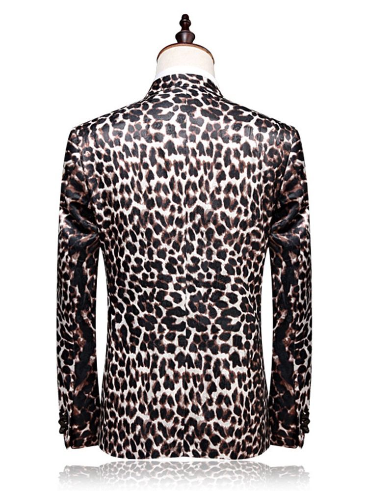 Leopardprint Patchwork Slim Fit Blazer-Dresser For Menn