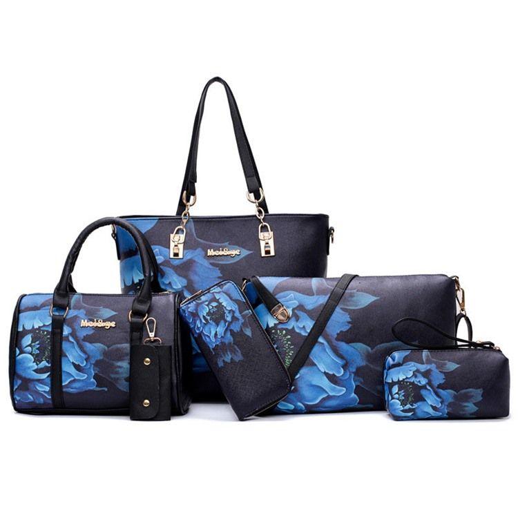 Blomster Pu Print Bag Set