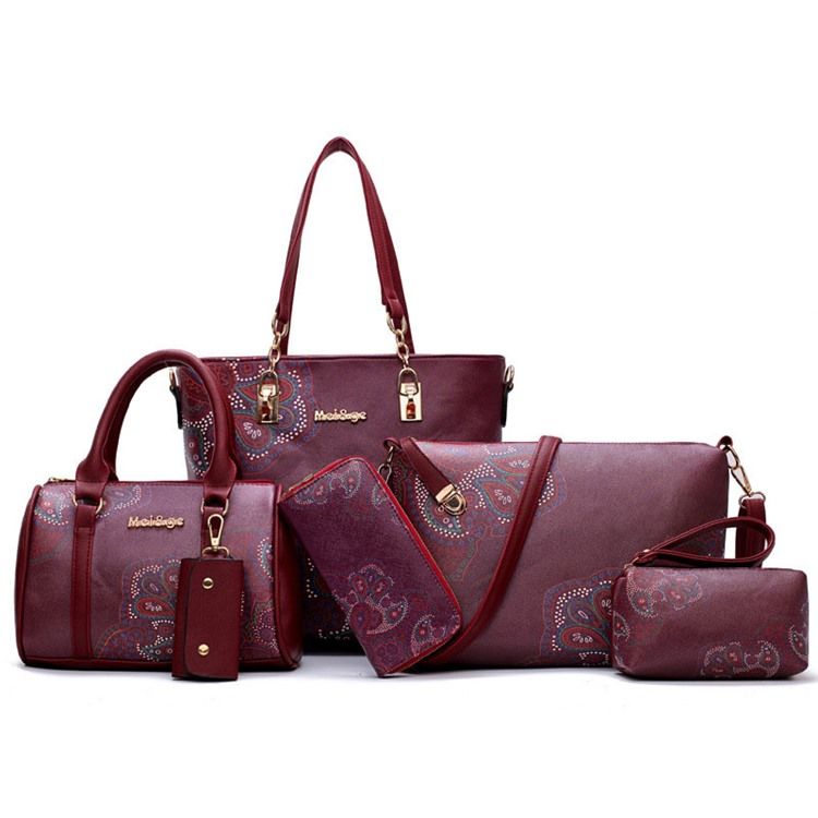 Blomster Pu Print Bag Set