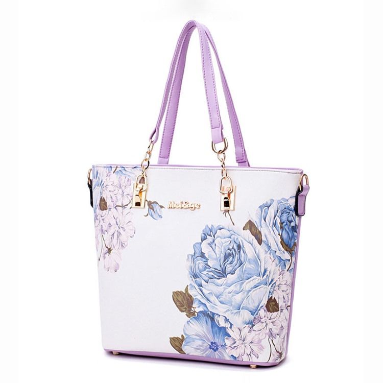 Blomster Pu Print Bag Set