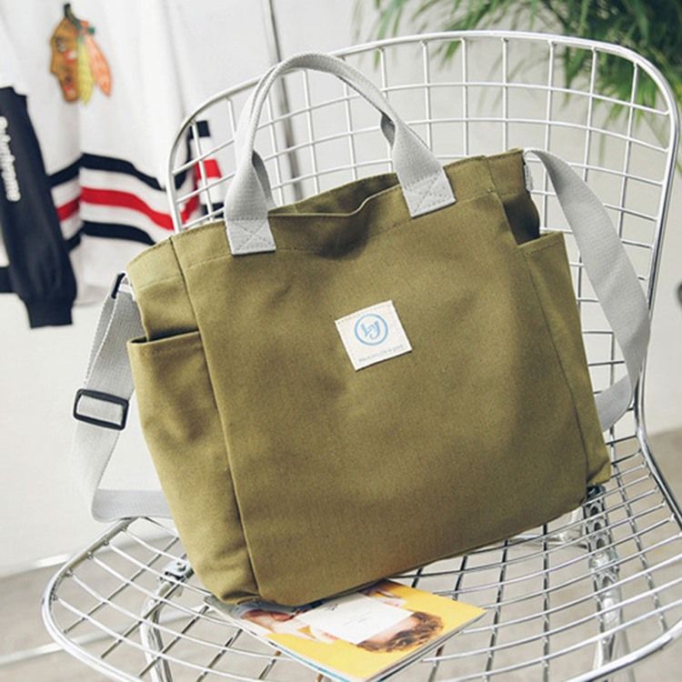 Casual Color Block Canvas Crossbody Bag